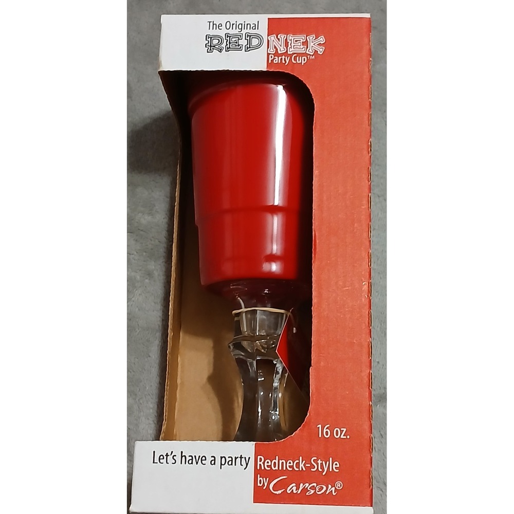 The Original Red Nek Party Cup by Carson Red Melamine Glass Base 16oz New in Box - Picture 2 of 5